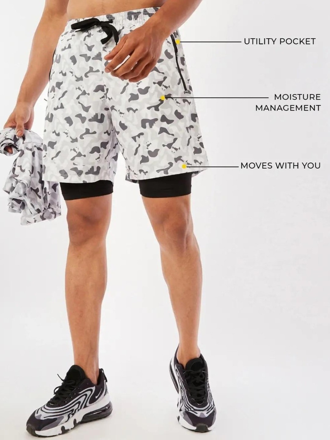 

Bewakoof Men White Printed Sports Shorts