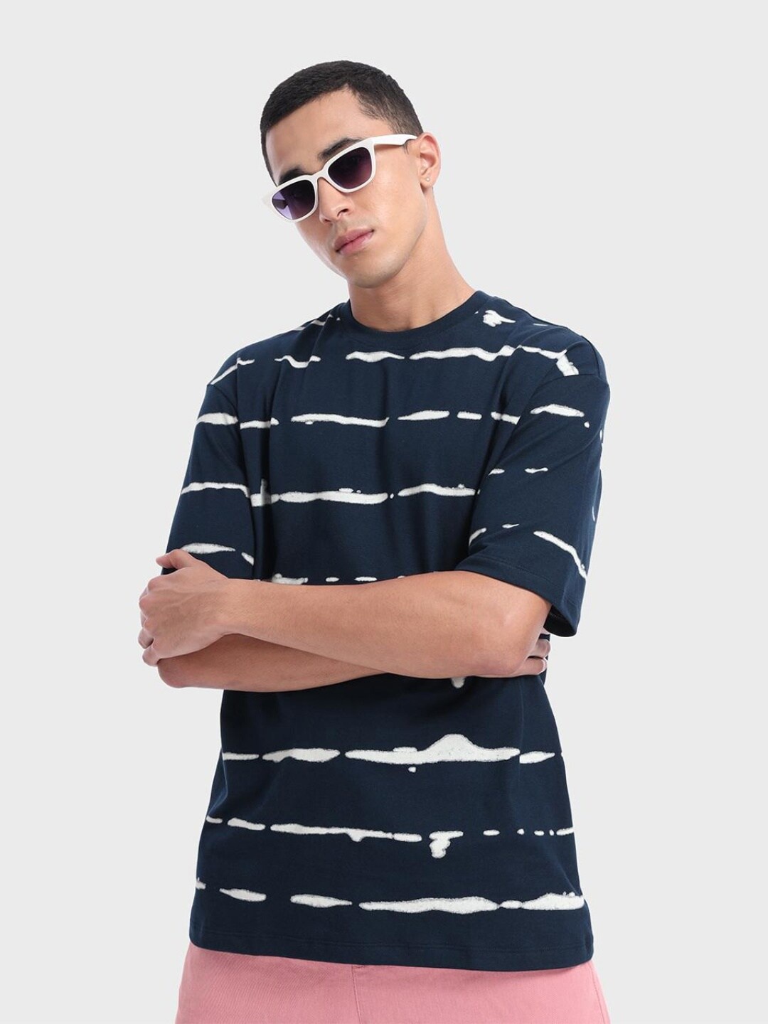 

Bewakoof Plus Plus Size Men Blue Tie and Dye Dyed Loose T-shirt