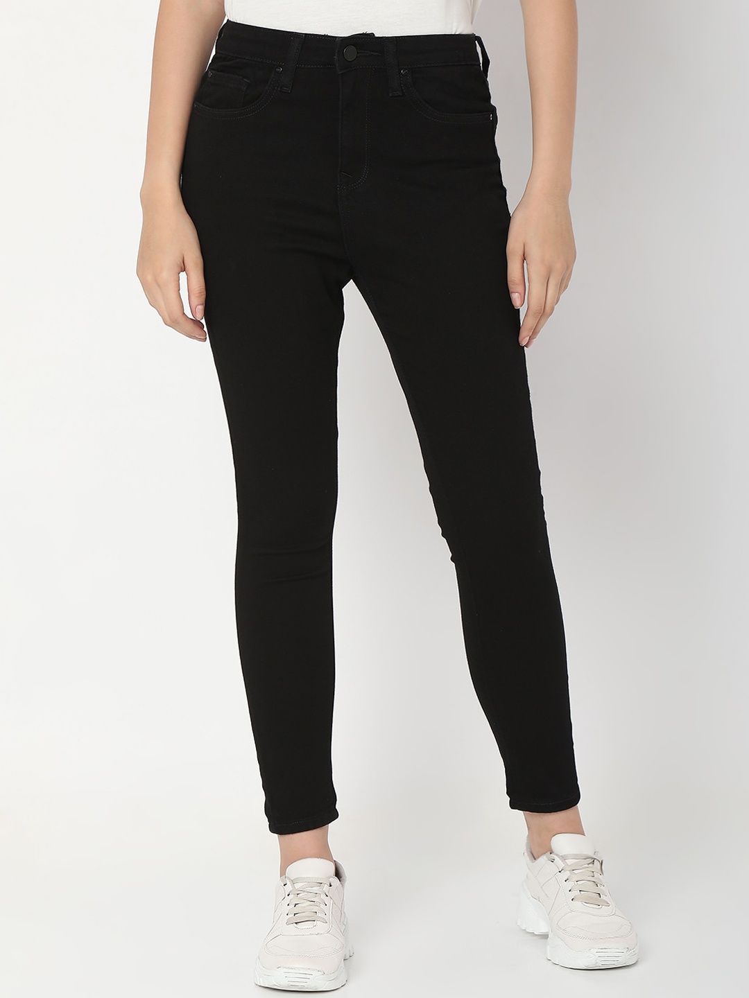

SPYKAR Women Black Super Skinny Fit High-Rise Jeans