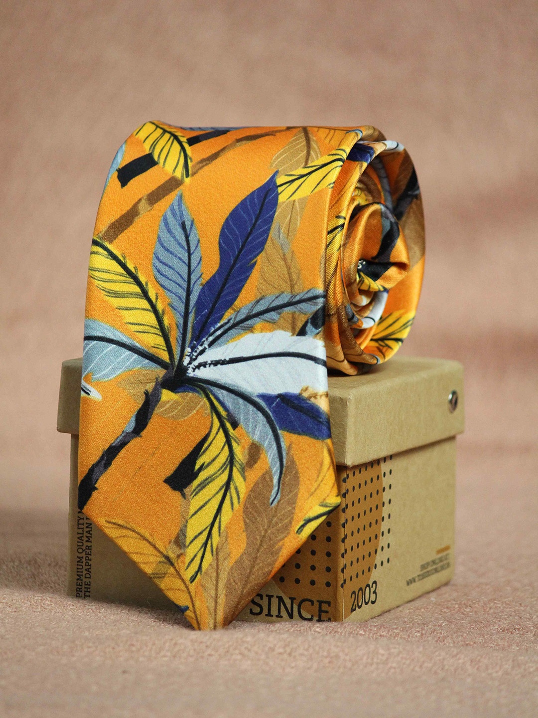 

Tossido Men Orange & Blue Printed Broad Tie