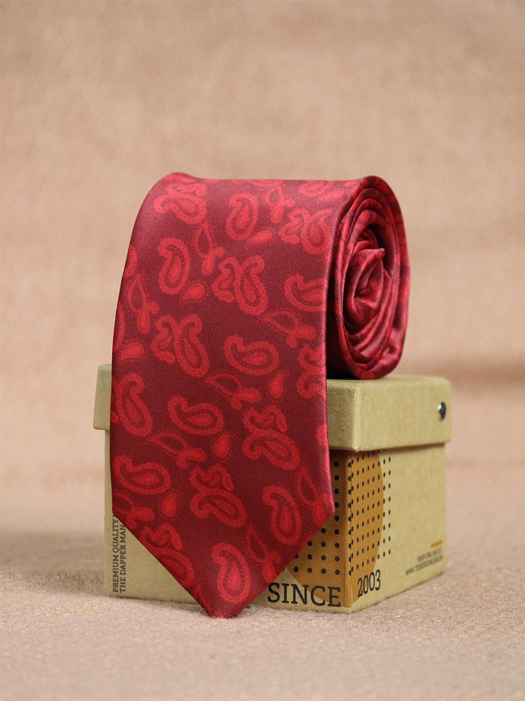 

Tossido Men Red Printed Broad Tie