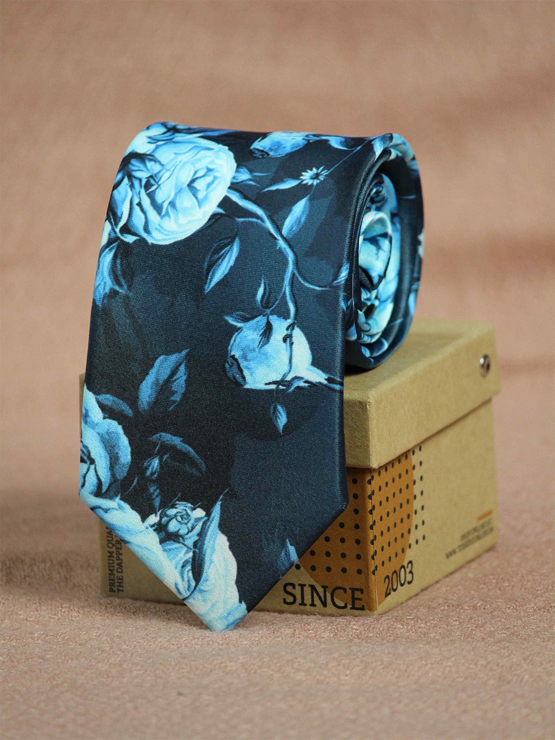 

Tossido Men Blue & White Printed Microfibre Broad Tie