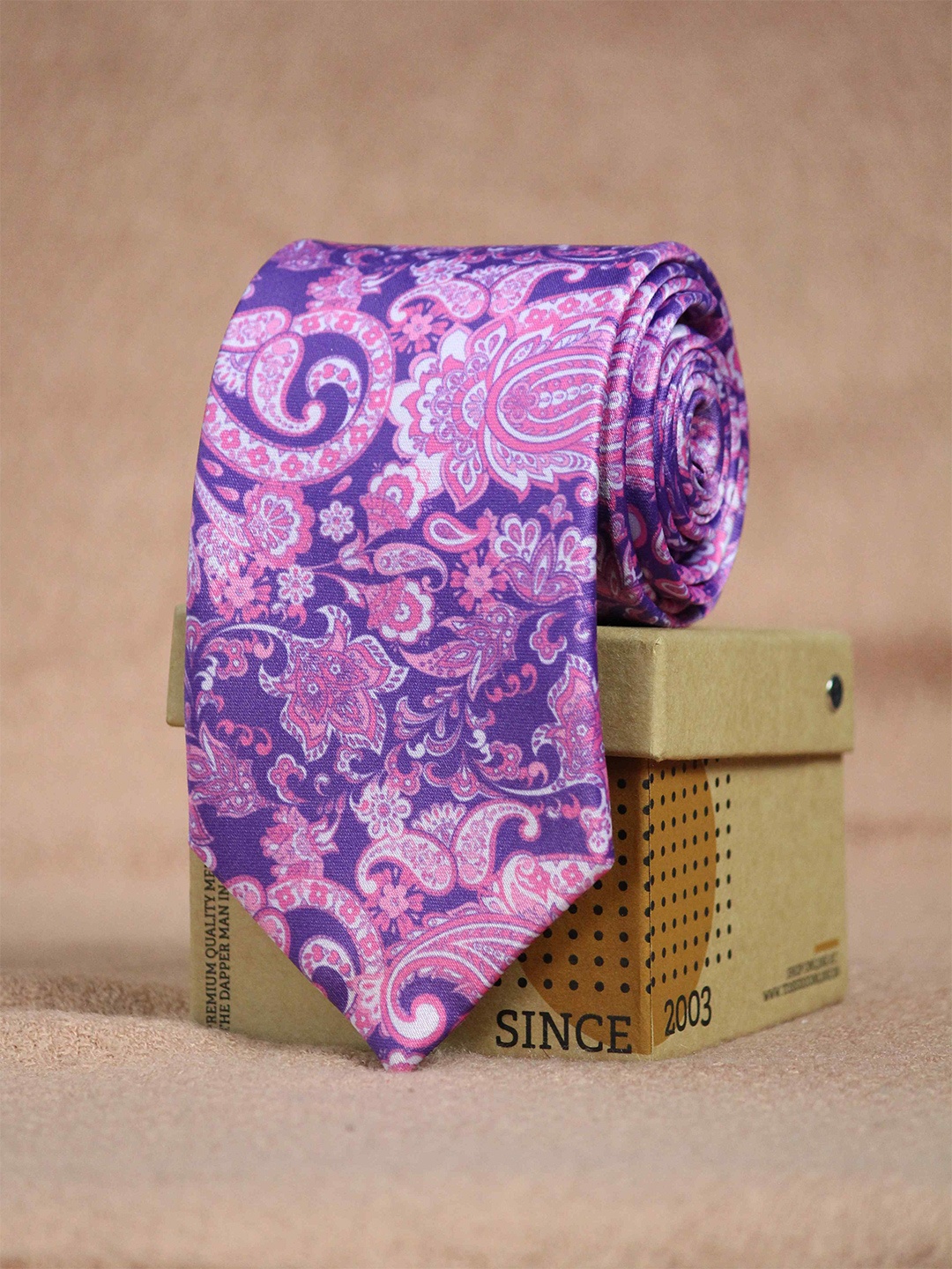 

Tossido Men Purple & Blue Printed Broad Tie