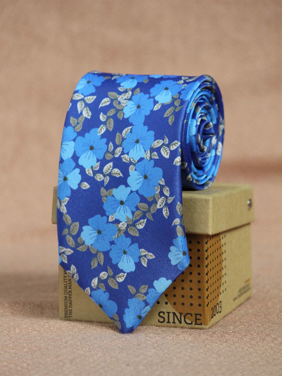 

Tossido Men Blue & Grey Printed Microfibre Broad Tie