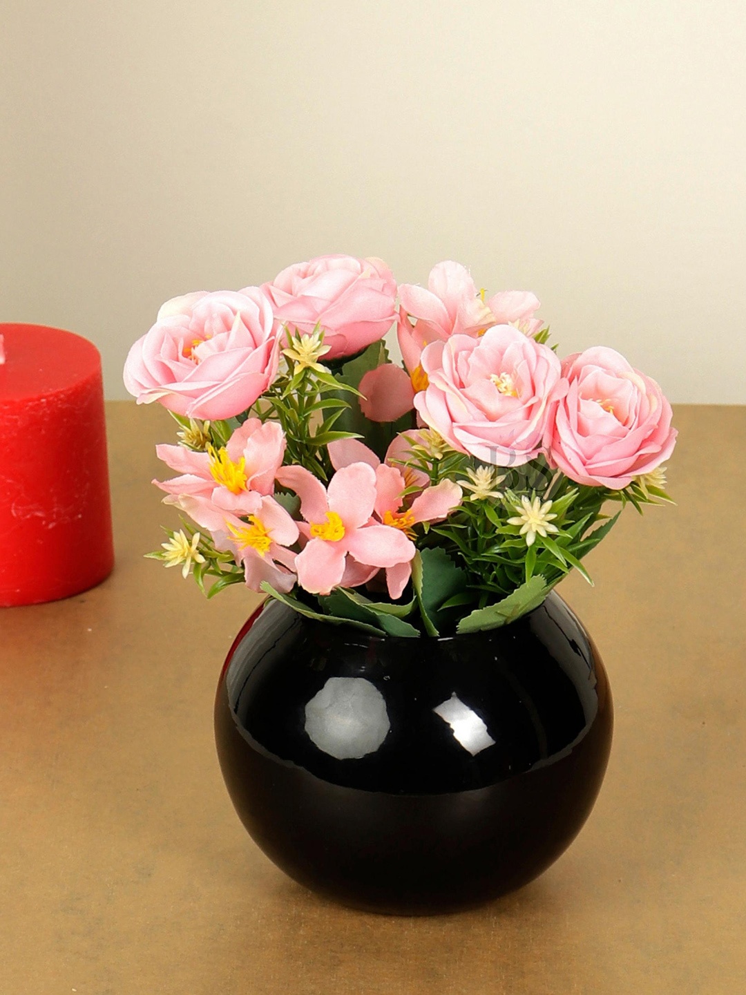 

BS AMOR Rose Gold-Coloured & Yellow Rose Artificial Flowers With Pot