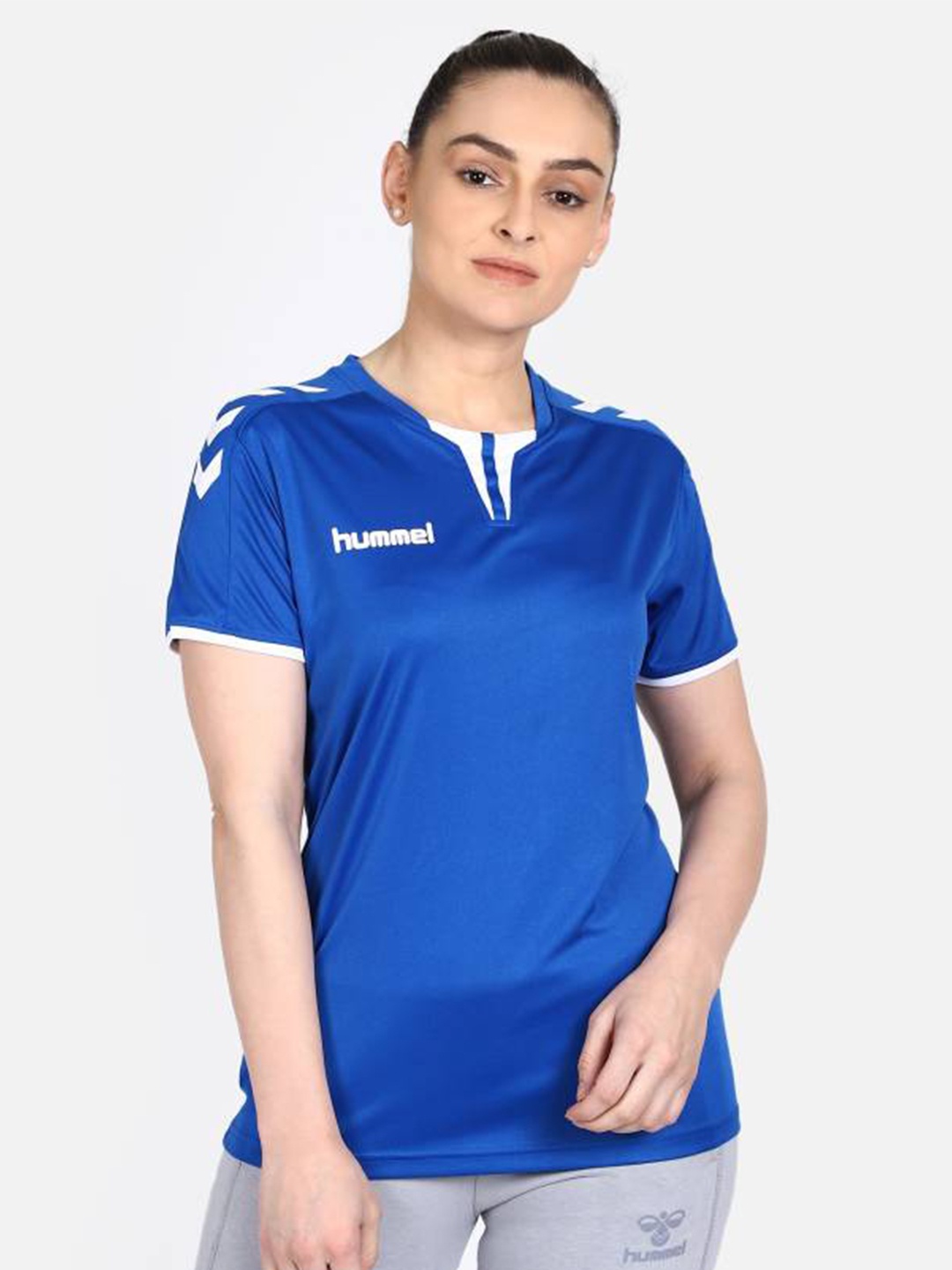 

hummel Women Blue Regular Fit Round Neck T-shirt