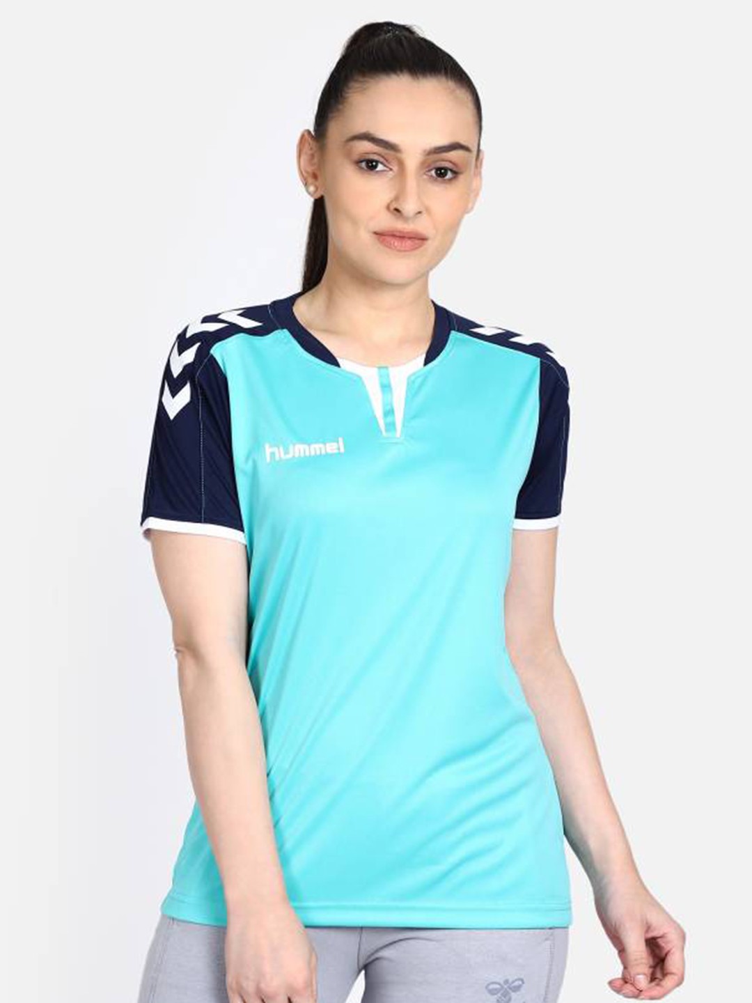

hummel Women Green Polo Collar T-shirt