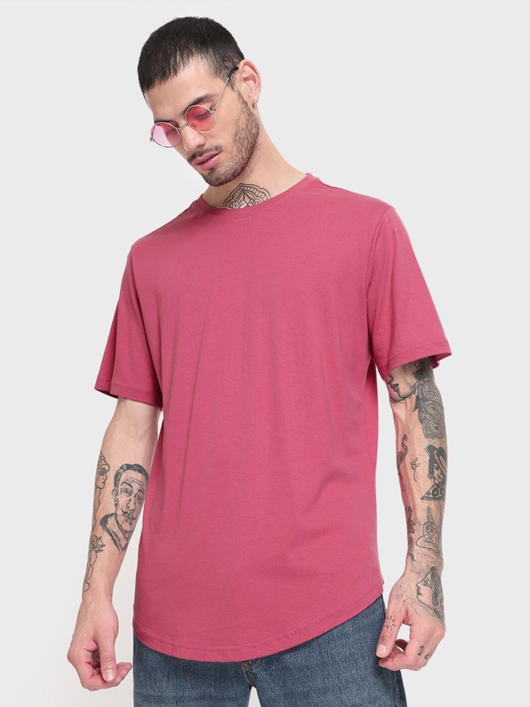 

Bewakoof Men Pink Cotton T-shirt