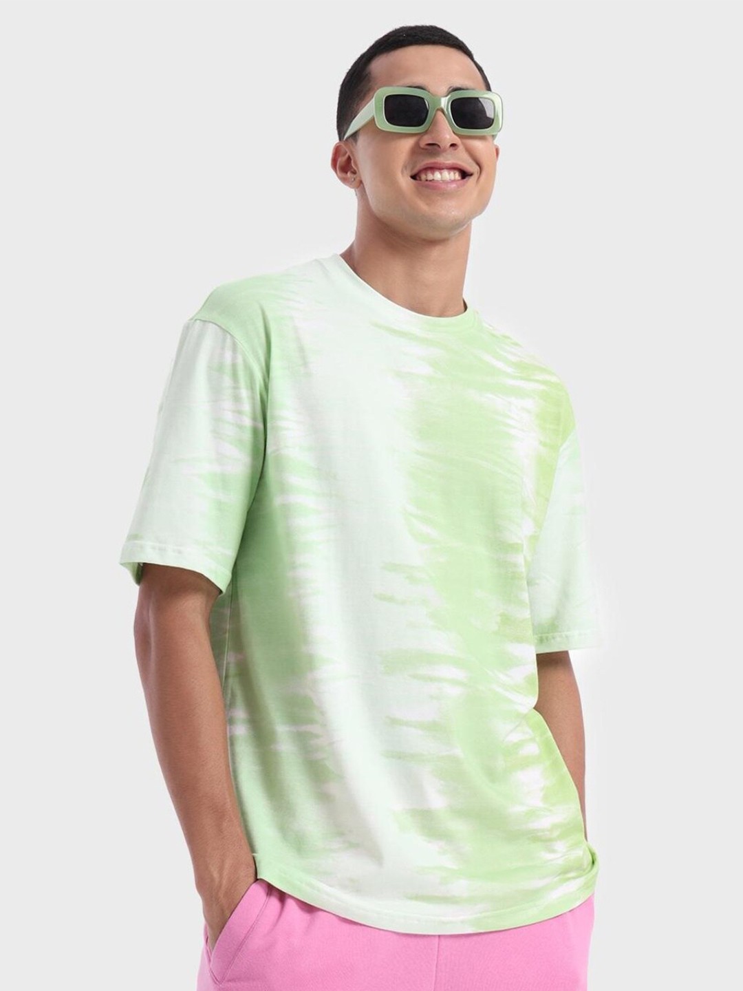 

Bewakoof Tie & Dye Oversized T-shirt, Green