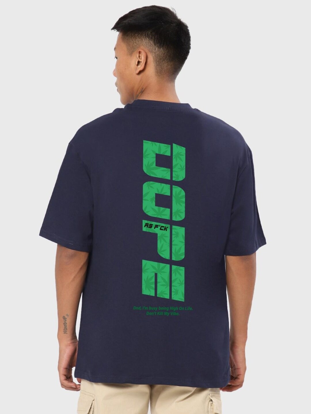 

Bewakoof Men Blue Typography Printed Oversized T-shirt