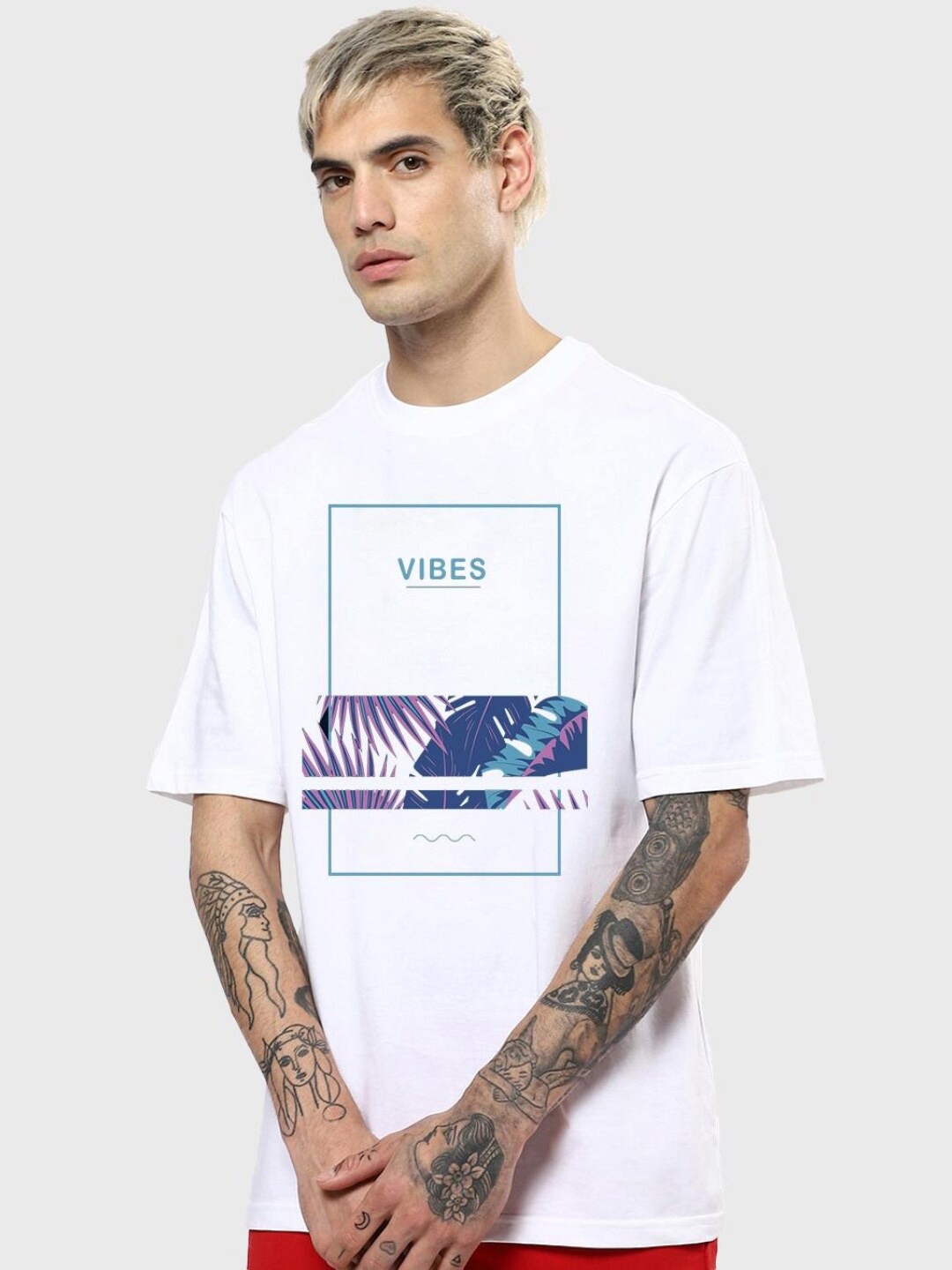 

Bewakoof Men White Printed Oversized T-shirt