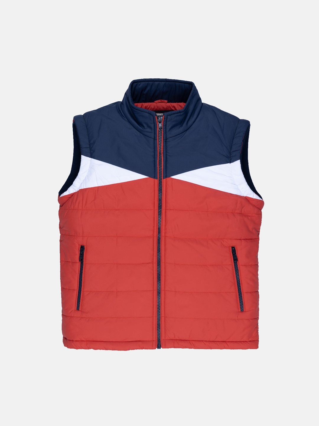 

Status Quo Boys Orange Colourblocked Sleeveless Padded Jacket