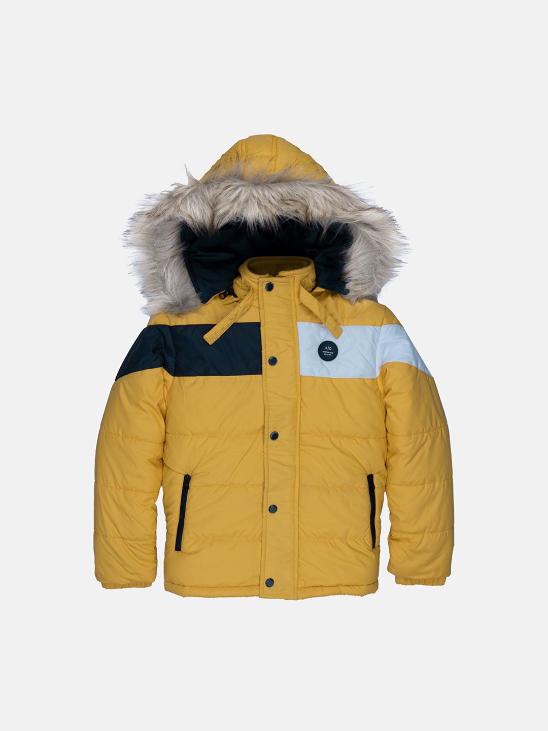 

Status Quo Boys Gold-Toned Quilted Hooded Jacket