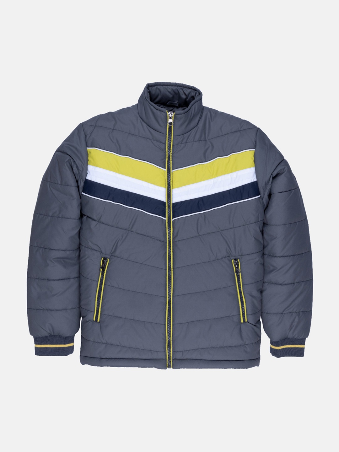 

Status Quo Boys Grey Colourblocked Stand Collar Puffer Jacket