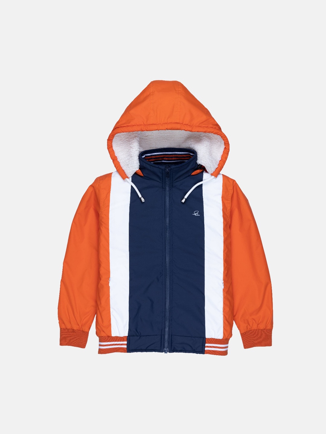 

Status Quo Boys Orange Navy Blue Colourblocked Bomber Jacket