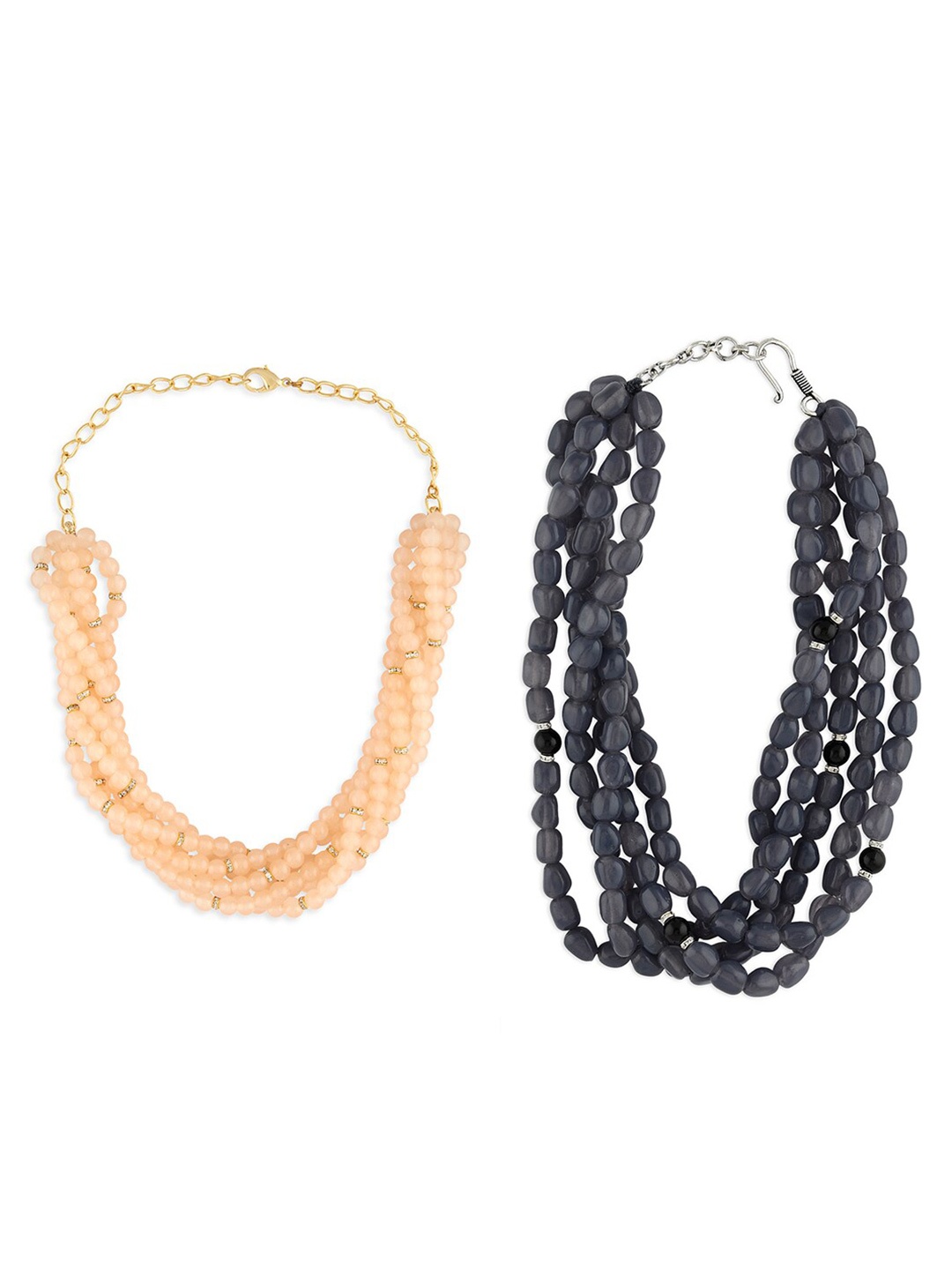 

Ahaanya Women Set Of 2 Gold-Plated Grey Layered Necklace