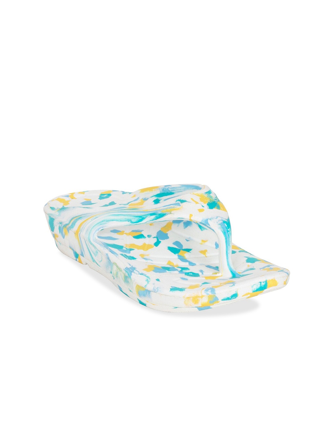 

Zyla Women White & Blue Printed Rubber Thong Flip-Flops