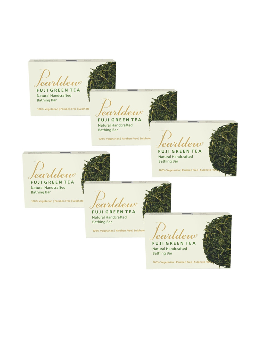 

Pearldew Set Of 6 Fuji Green Tea Bathing bar 450gm, White