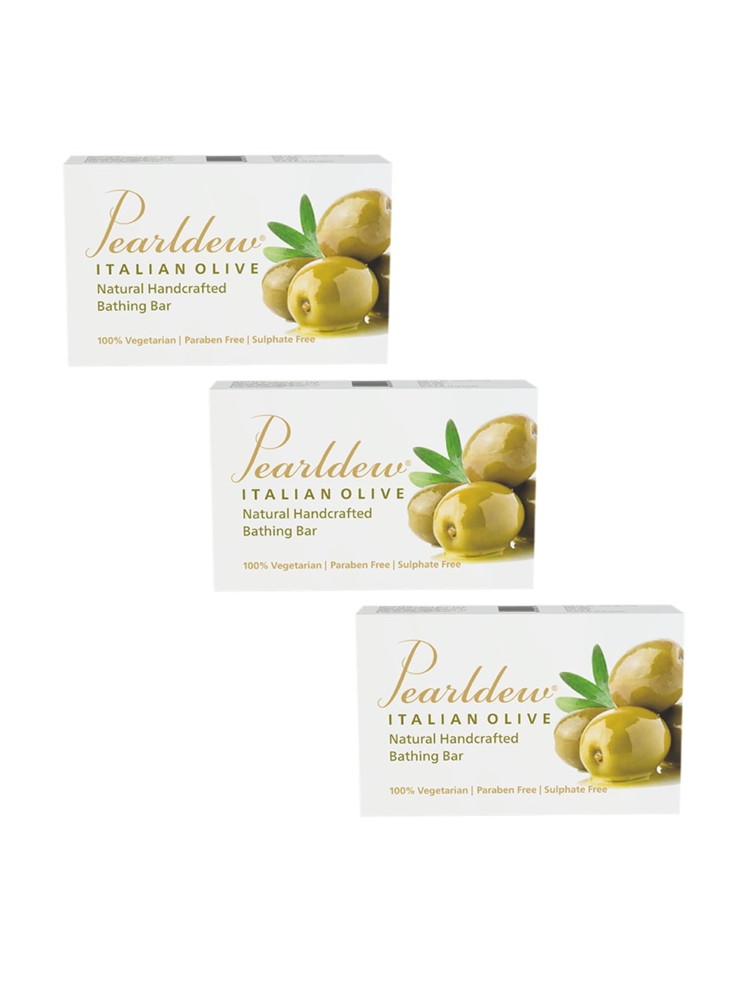 

Pearldew Set Of 3 Italian Olive Bathing Bar, White