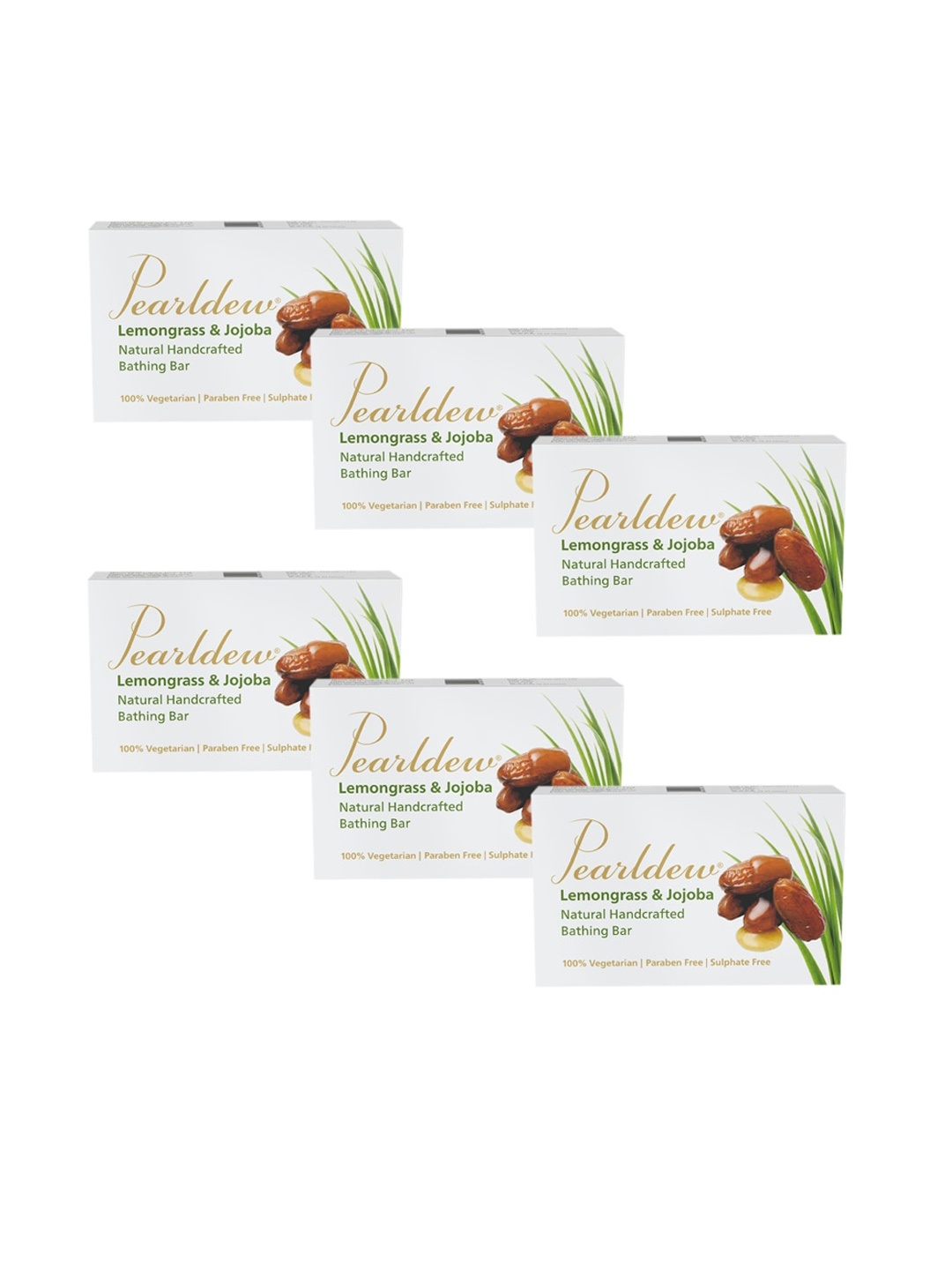 

Pearldew Set Of 6 Lemongrass & Jojoba Bathing bar 75gm, White
