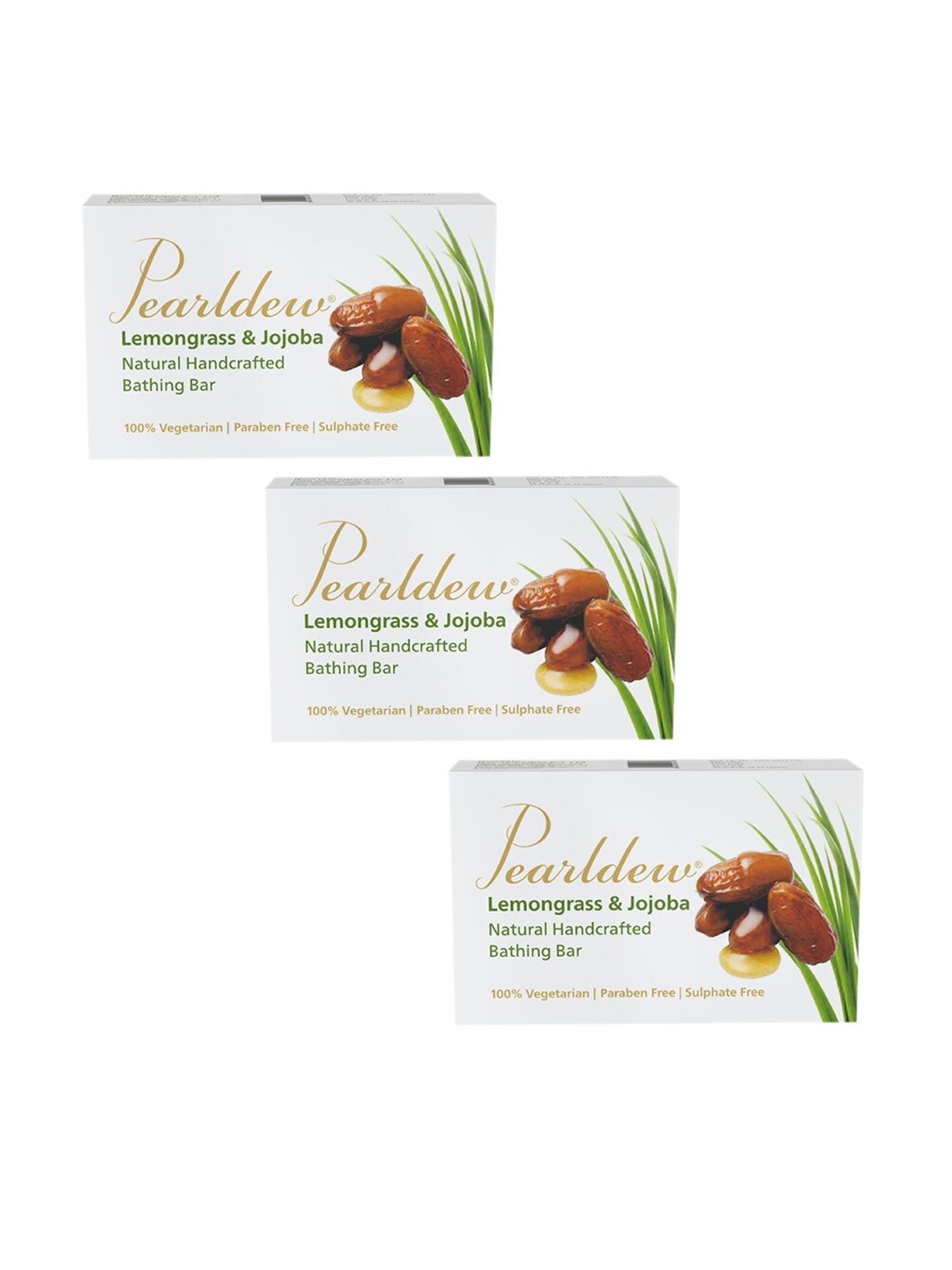 

Pearldew Set Of 3 Lemongrass & Jojoba Bathing bar 75gm, White