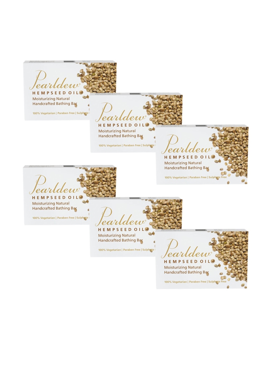 

Pearldew Set Of 6 Hempseed Oil Moisturizing Bathing Bar 450gm, White