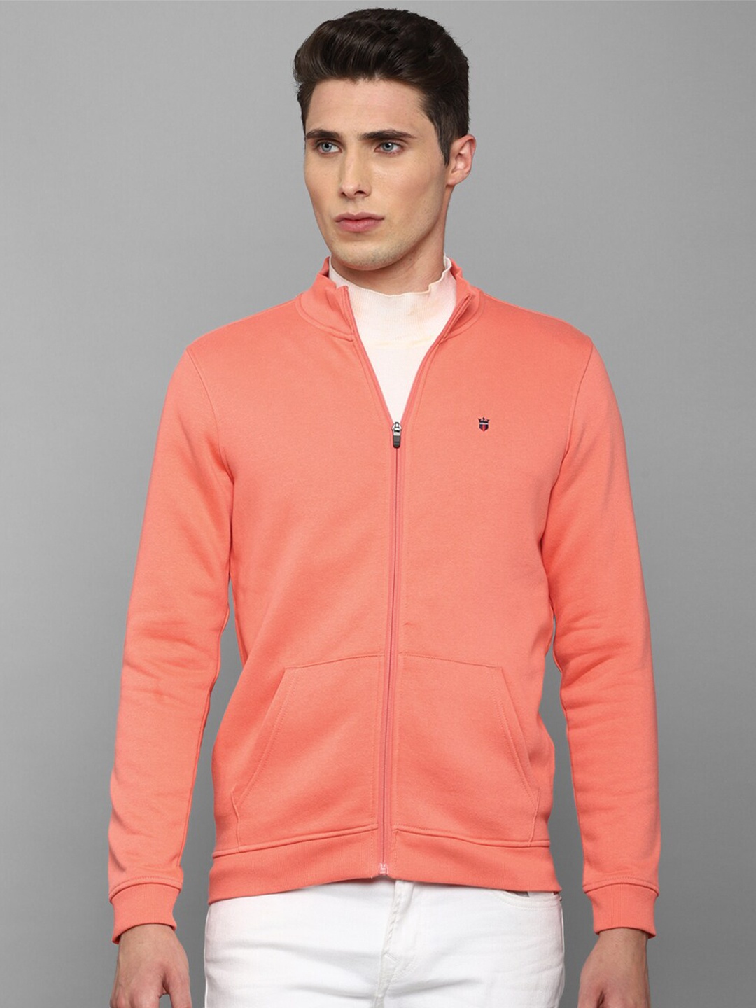 

Louis Philippe Sport Men Peach-Coloured Front Open Sweatshirt