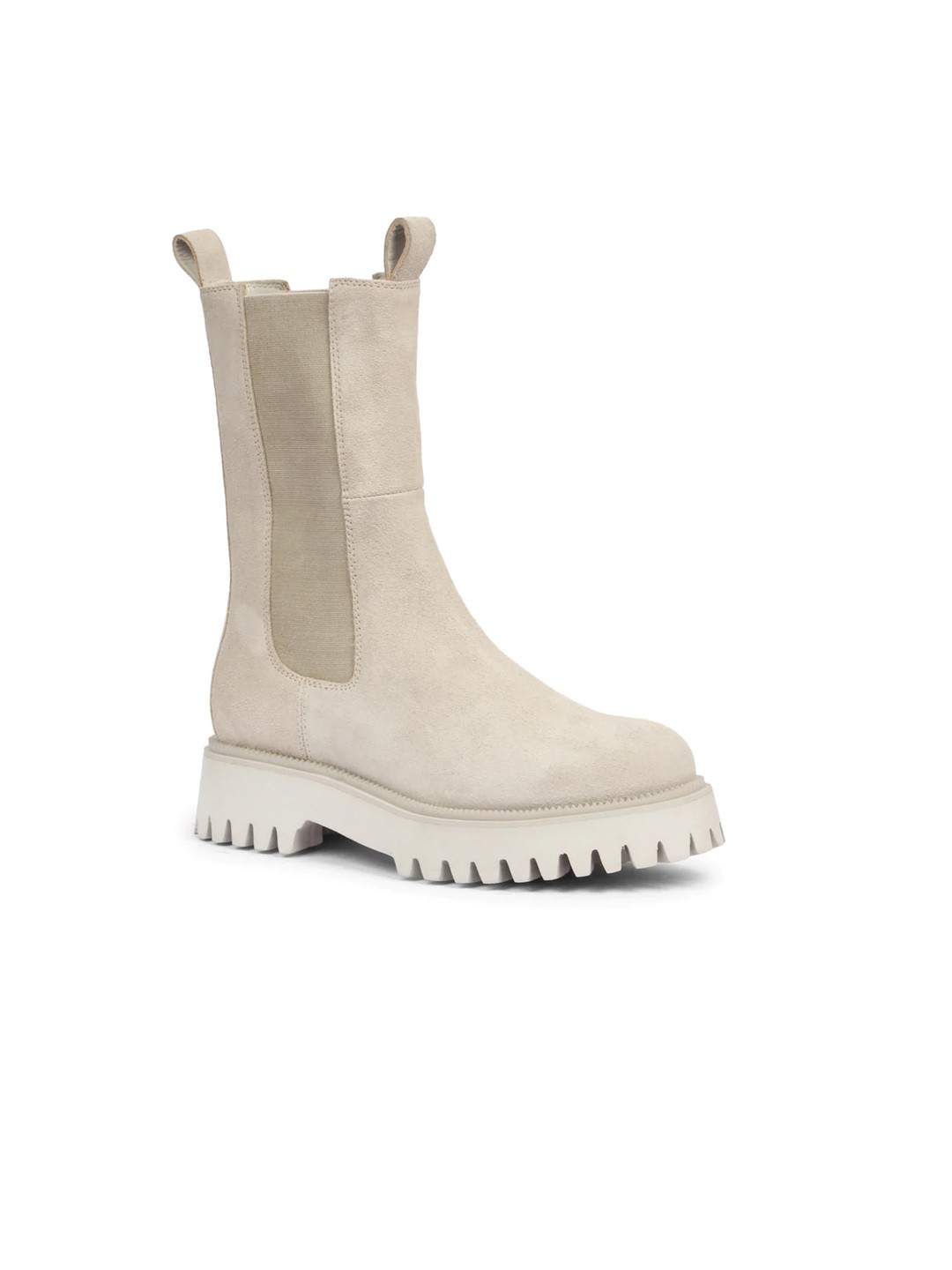 

Saint G Women White Ivory Leather High Ankle Boots