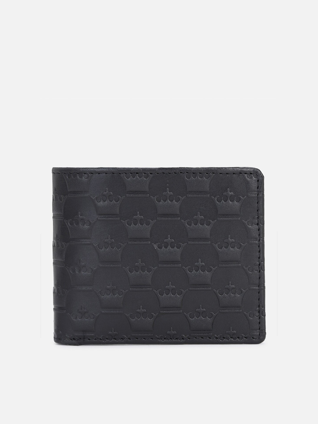 

Louis Philippe Men Black Abstract Textured Leather Two Fold Wallet