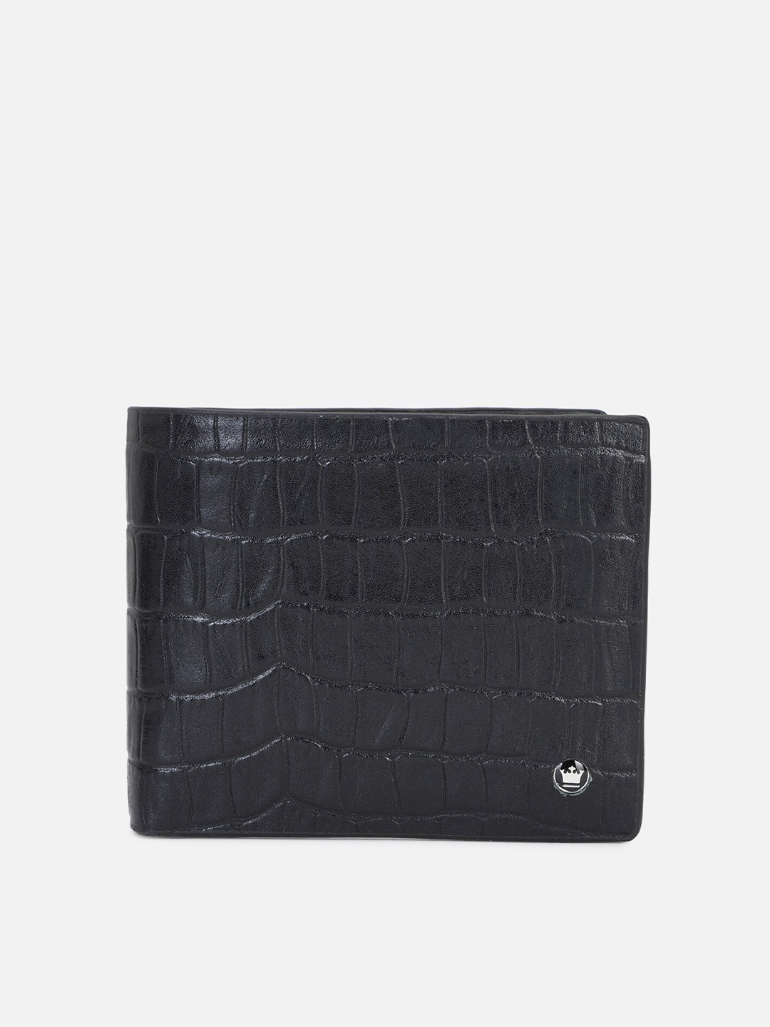 

Louis Philippe Men Black Textured Leather Two Fold Wallet