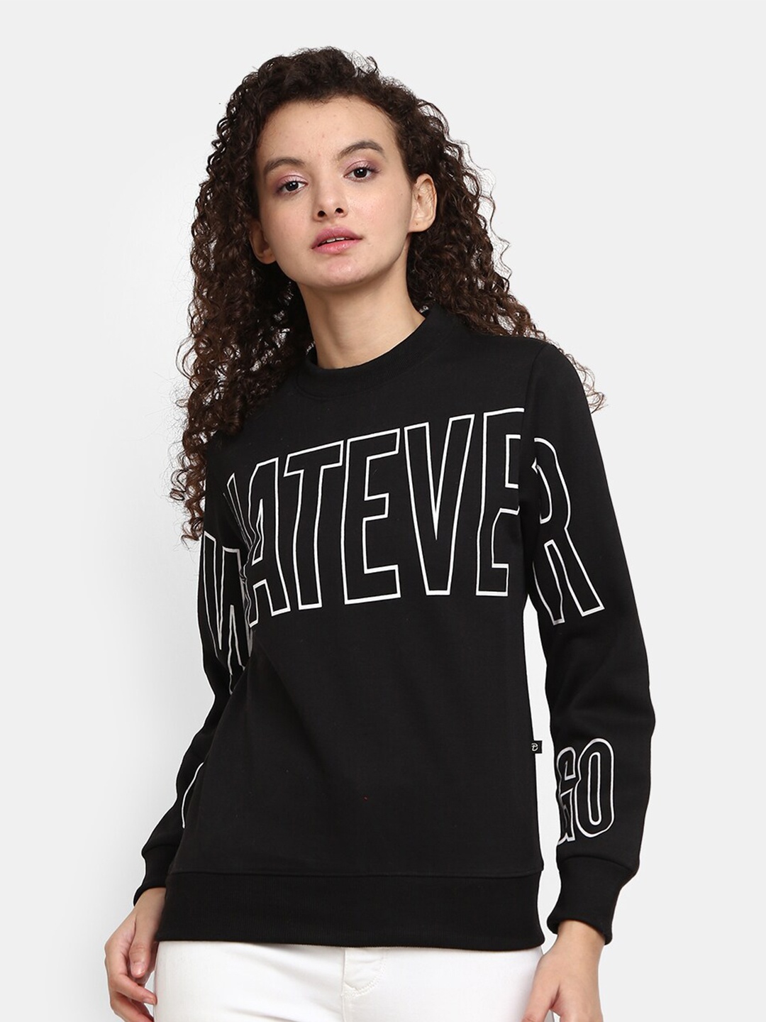 

V-Mart Women Black Printed Sweatshirt
