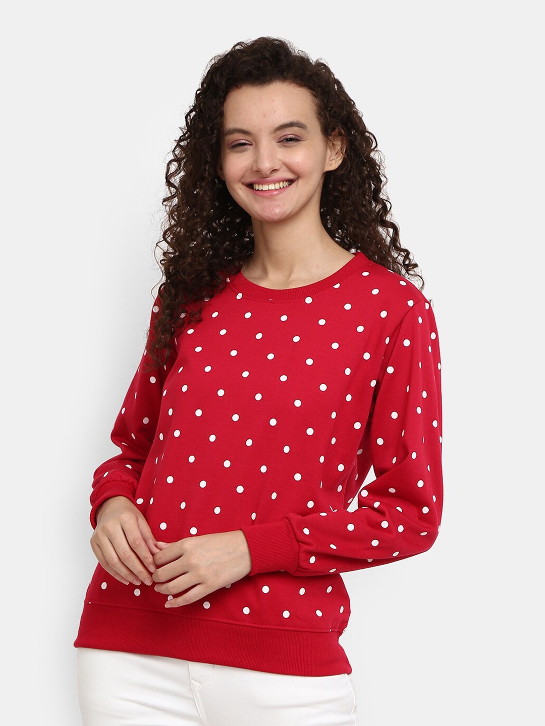 

V-Mart Women Red Printed Sweatshirt