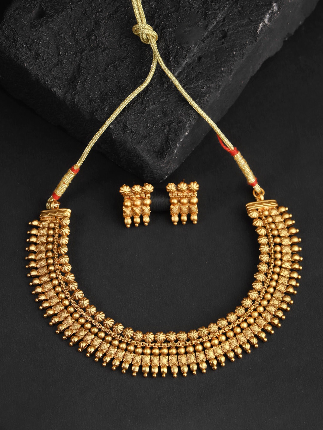 

Adwitiya Collection 24 CT Gold-Plated Pearl Beaded Jewellery Set