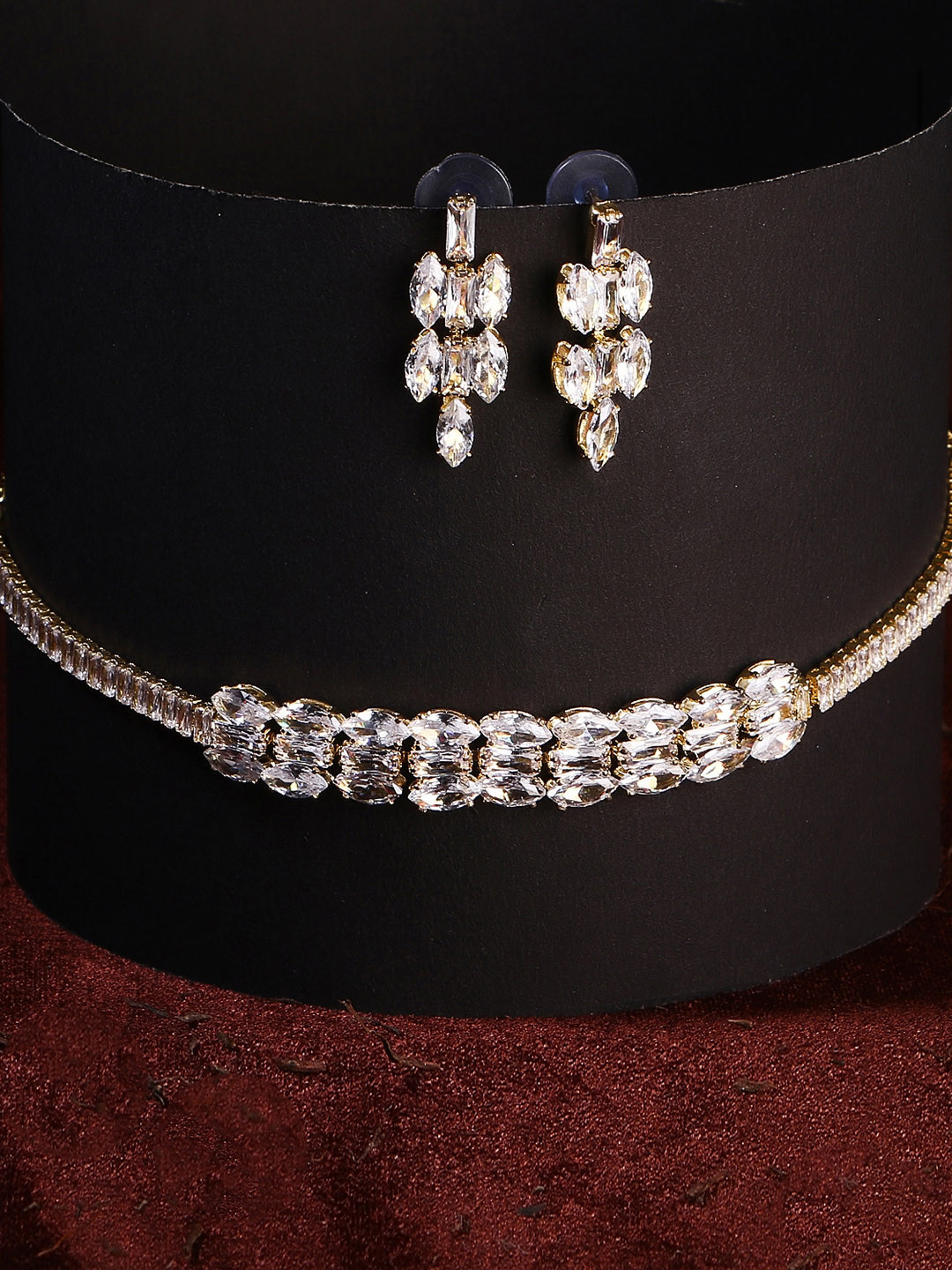 

Adwitiya Women Collection Gold-Plated White Stone-Studded Jewellery Set