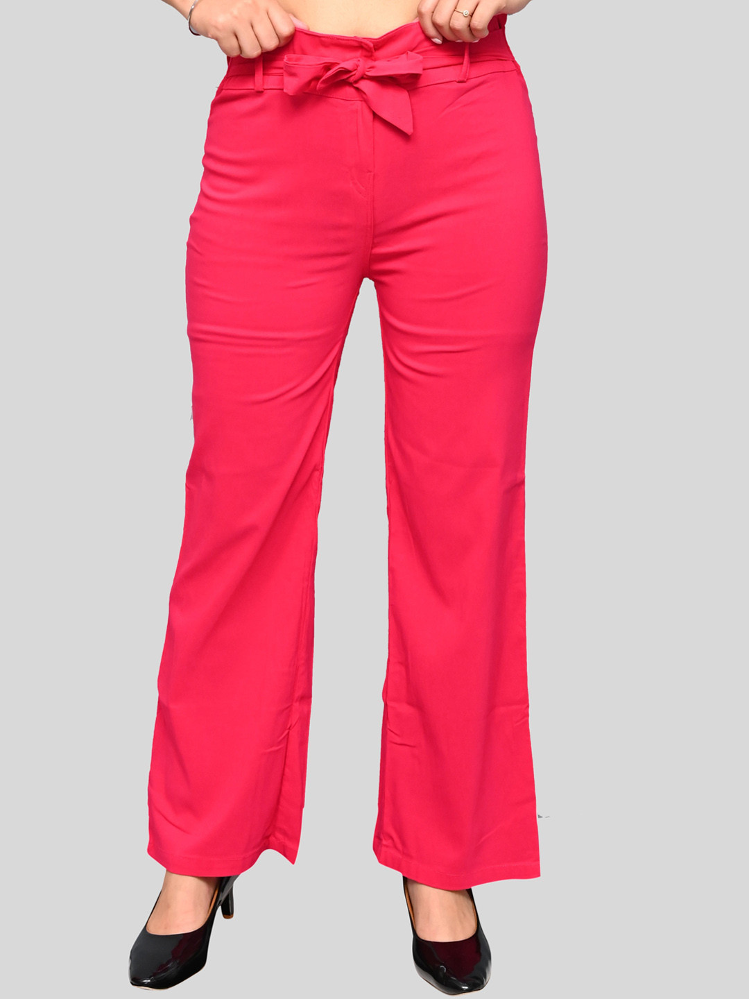 

FNOCKS Women Pink Relaxed Straight Leg Trousers