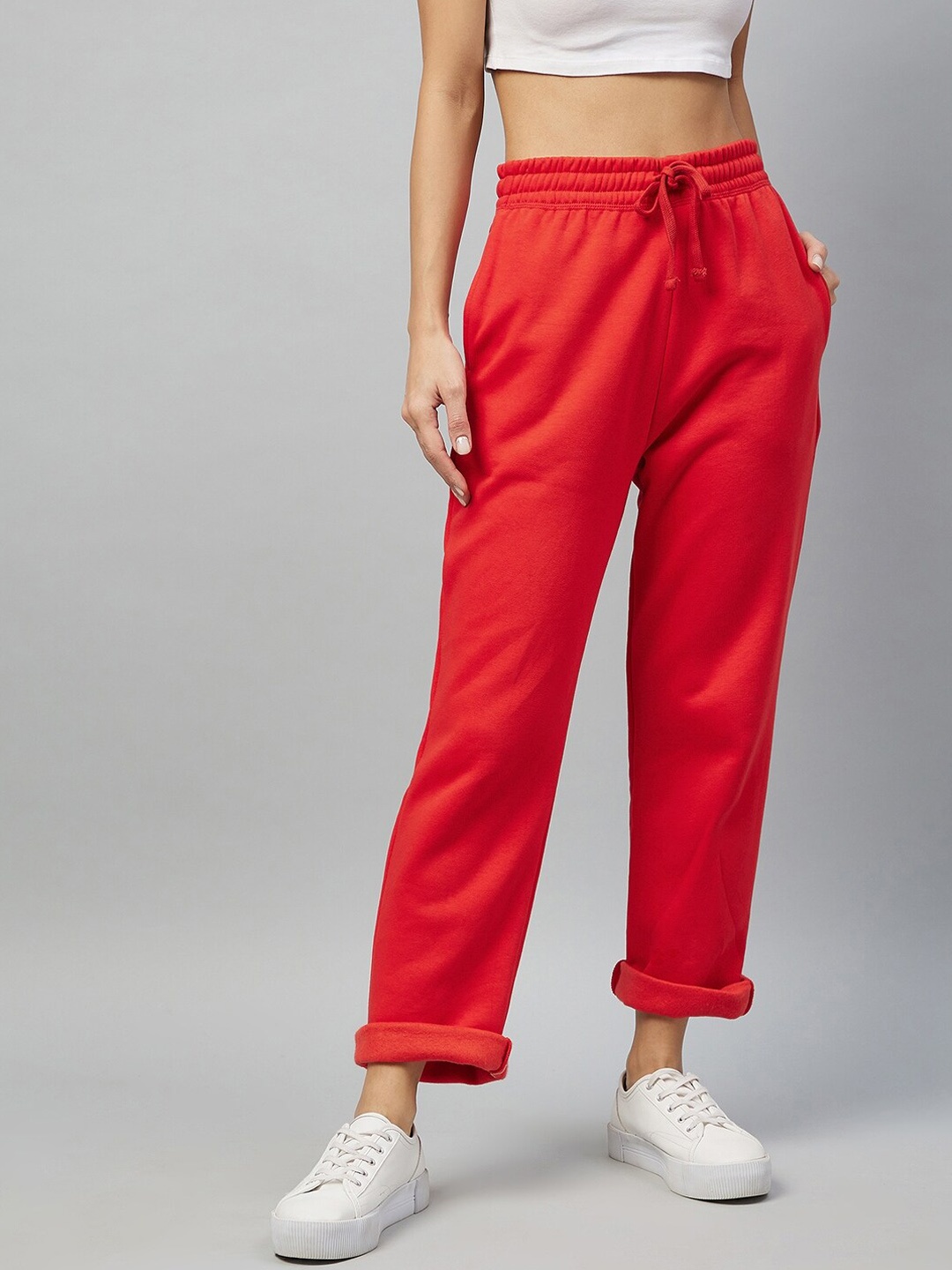 

DELAN Women Red Solid Track Pants