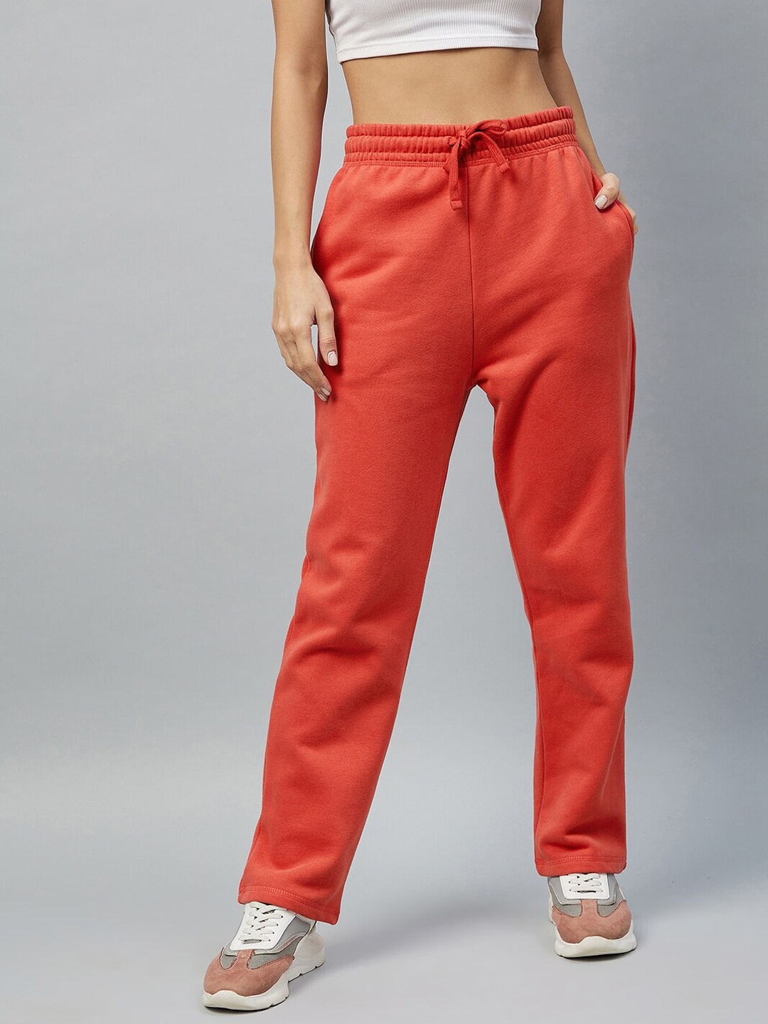 

DELAN Women Red Solid Track Pants