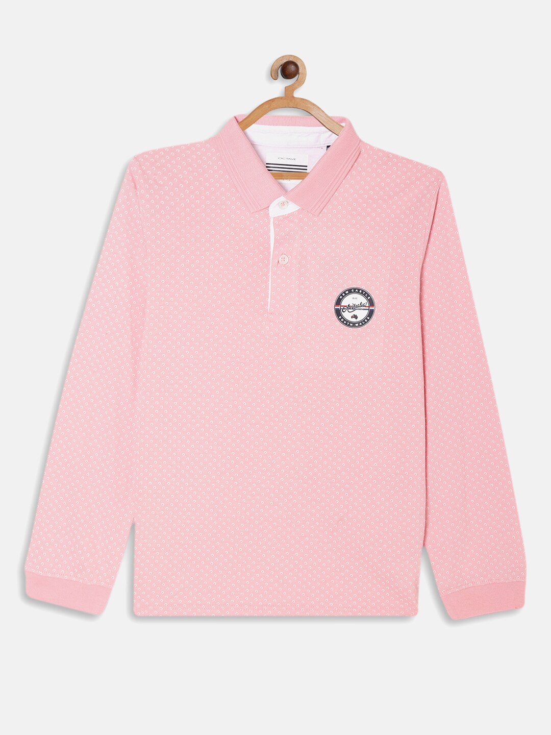 

Octave Boys Pink Printed Polo Collar Applique T-shirt