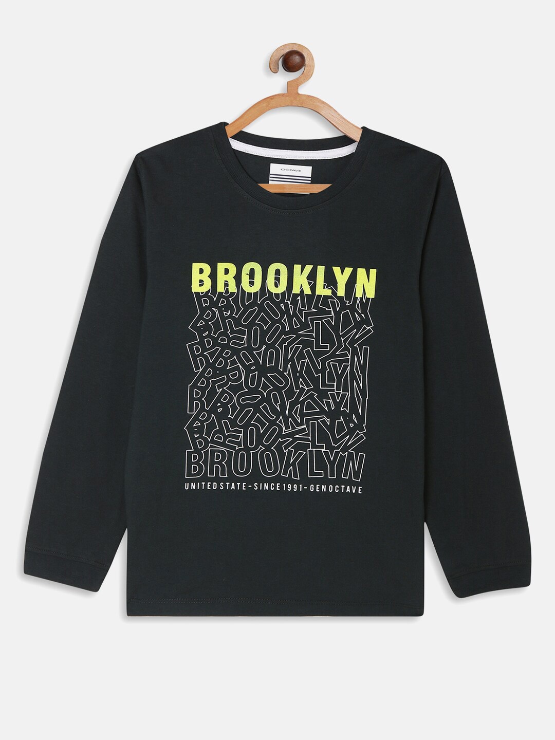 

Octave Boys Green Typography Printed Cotton T-shirt
