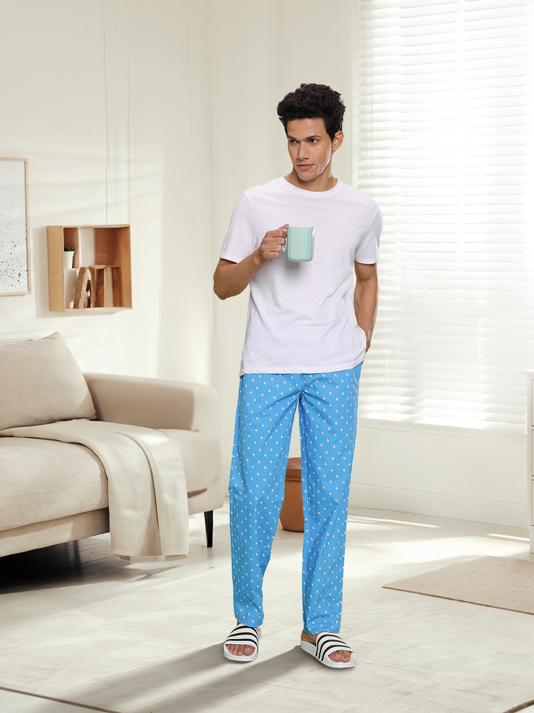 

UnderJeans by Spykar Men Blue Printed Cotton Woven Lounge Pant