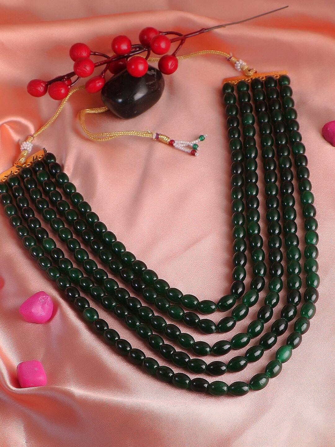 

Adwitiya Collection Women Gold-Toned & Green Brass Gold-Plated Layered Necklace