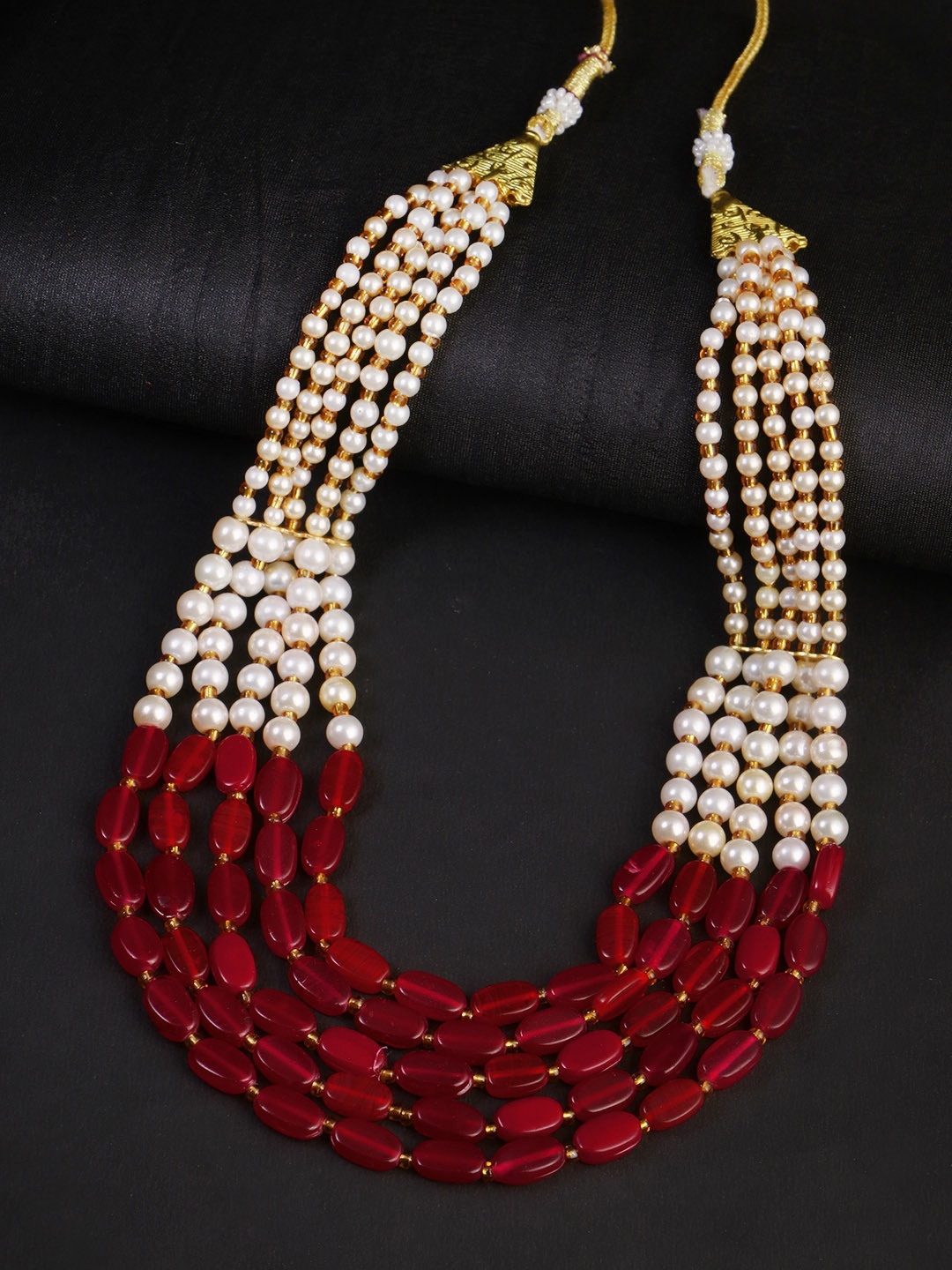 

Adwitiya Collection Women Gold-Toned & Red Brass Gold-Plated Layered Necklace