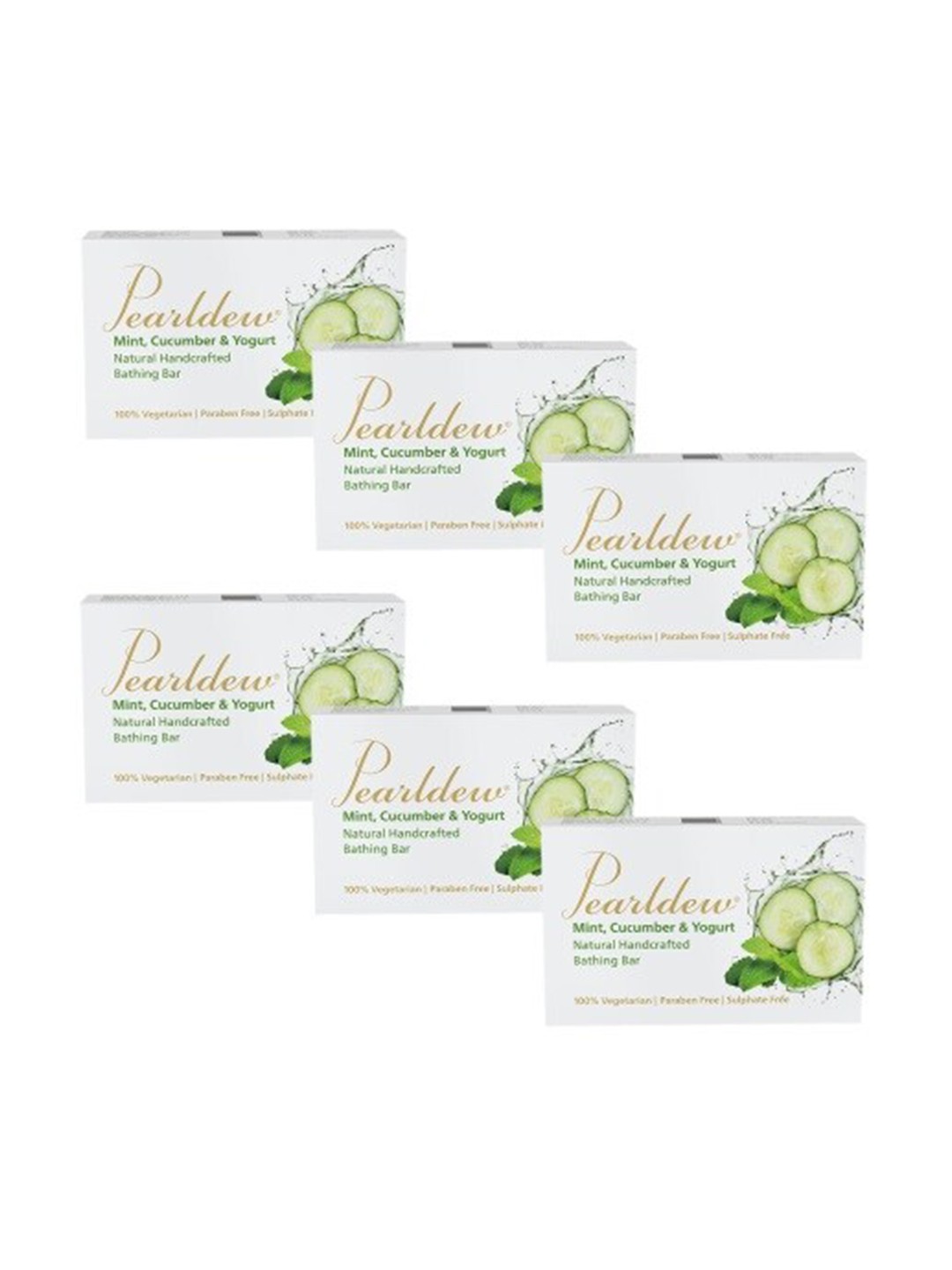 

Pearldew Set Of 6 Mint, Cucumber & Yogurt Bathing Soap 450gm, Na