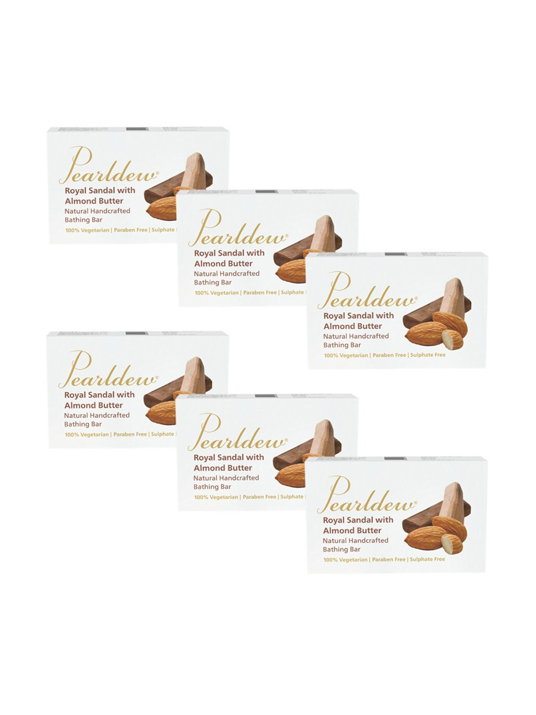 

Pearldew Set of 6 Royal Sandal with Almond Butter Bathing Soap 75g, White