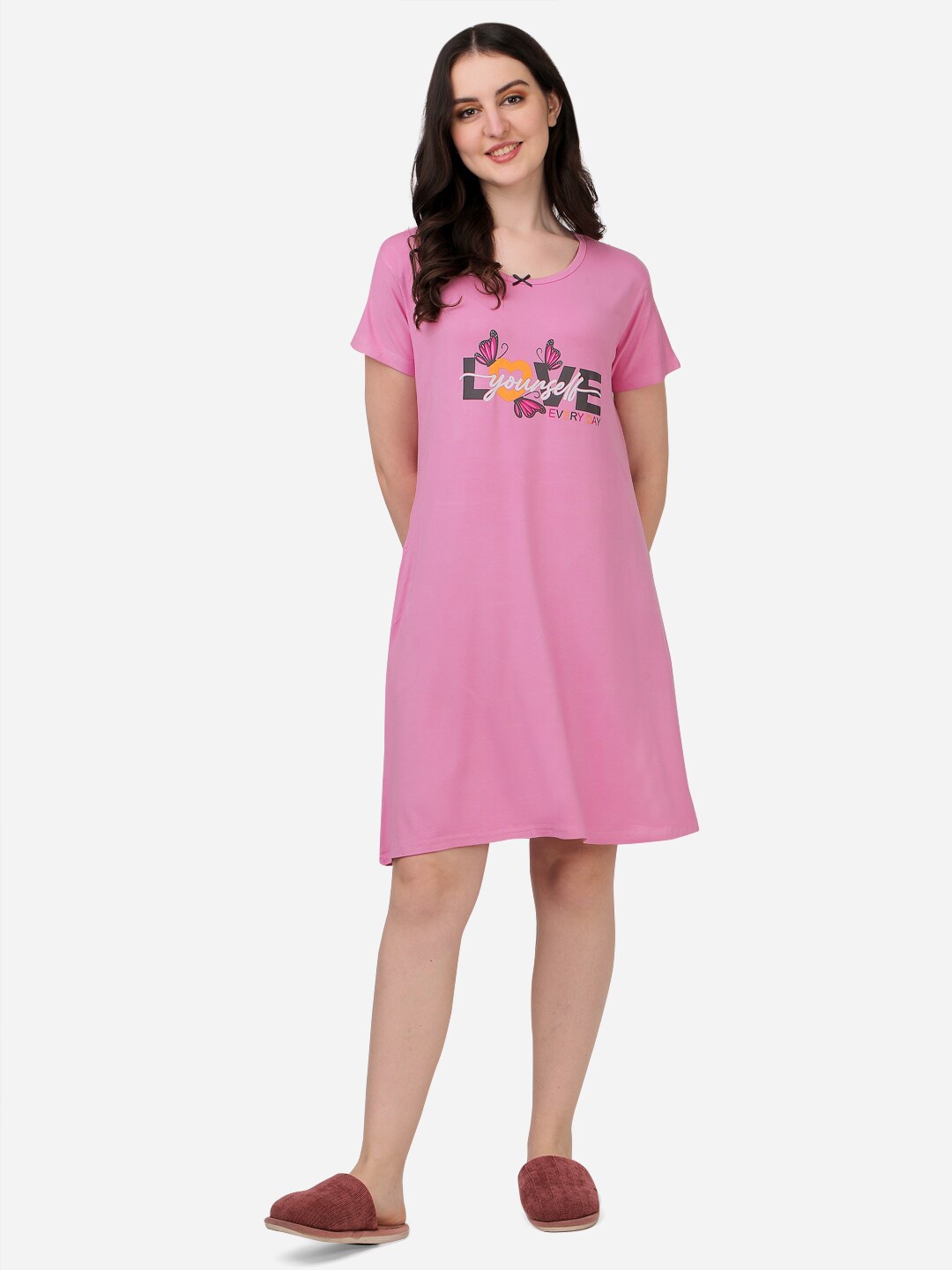 

Lenissa Women Pink Printed Nightdress