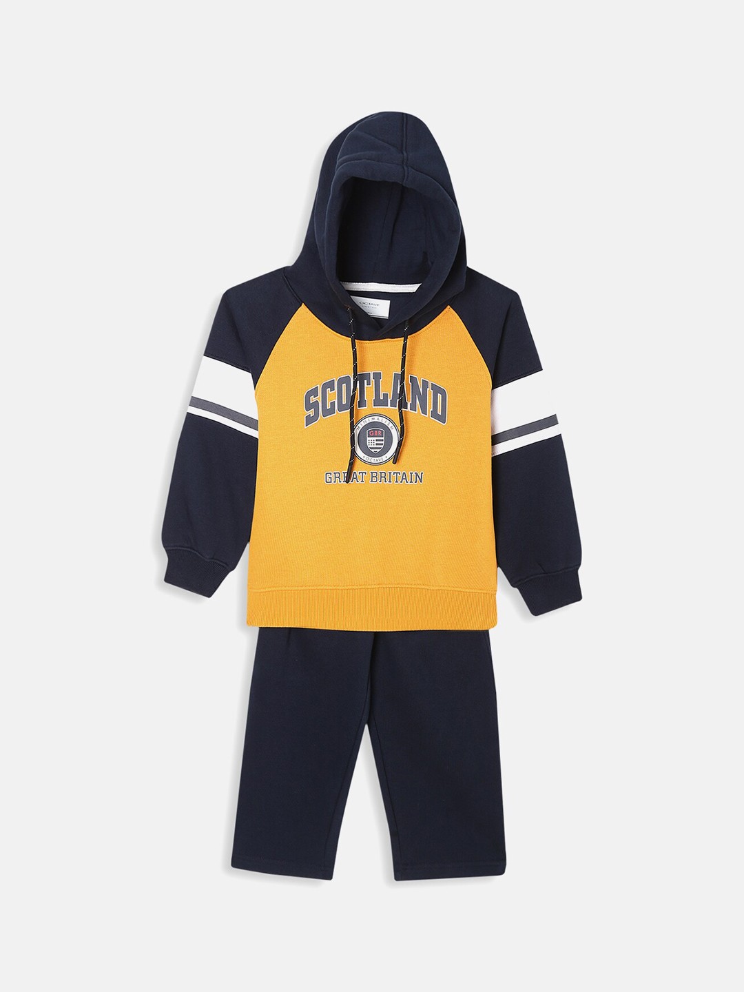 

Octave Boys Yellow & Navy Blue Typography Printed Tracksuits