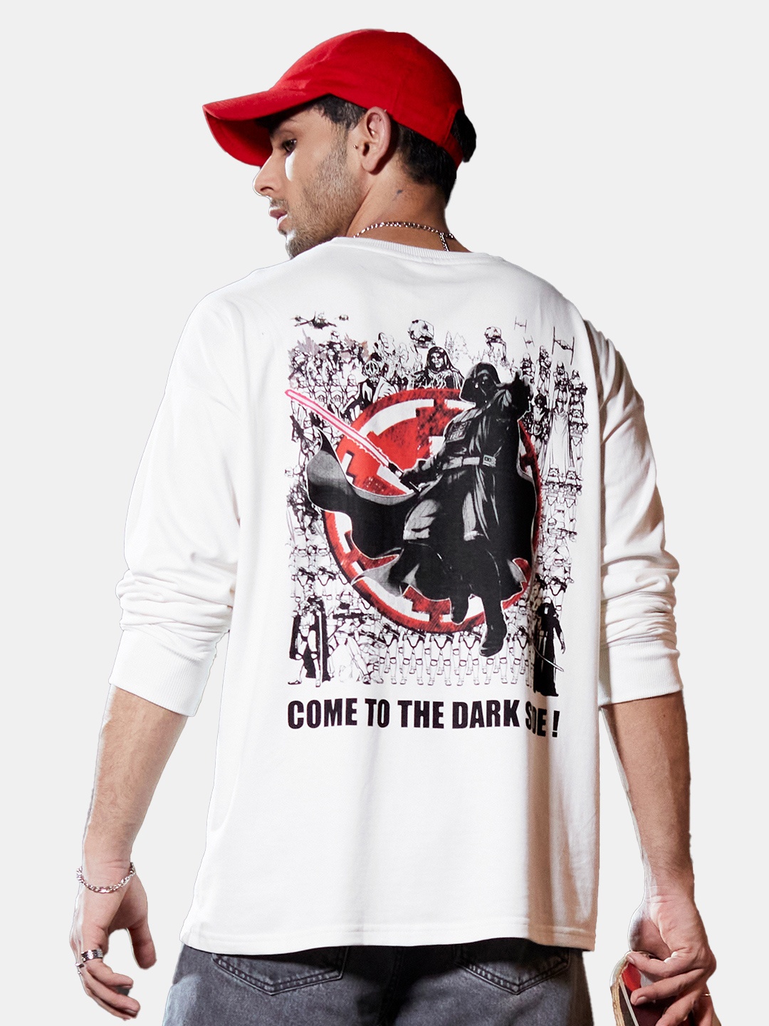 

The Souled Store Men White Star Wars Dark Side Back Print Oversized T-Shirts