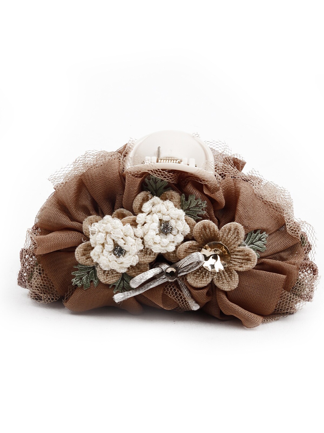 

ODETTE Women Brown & White Lace Claw Clip