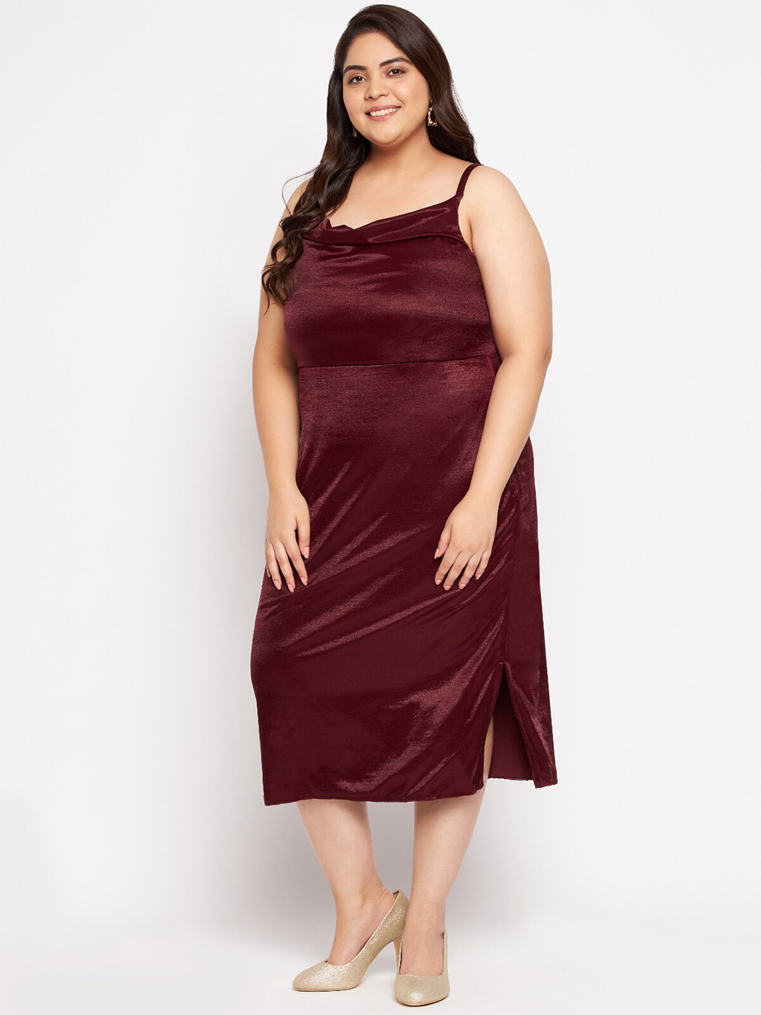 

wild U Burgundy A-Line Plus Size Midi Dress