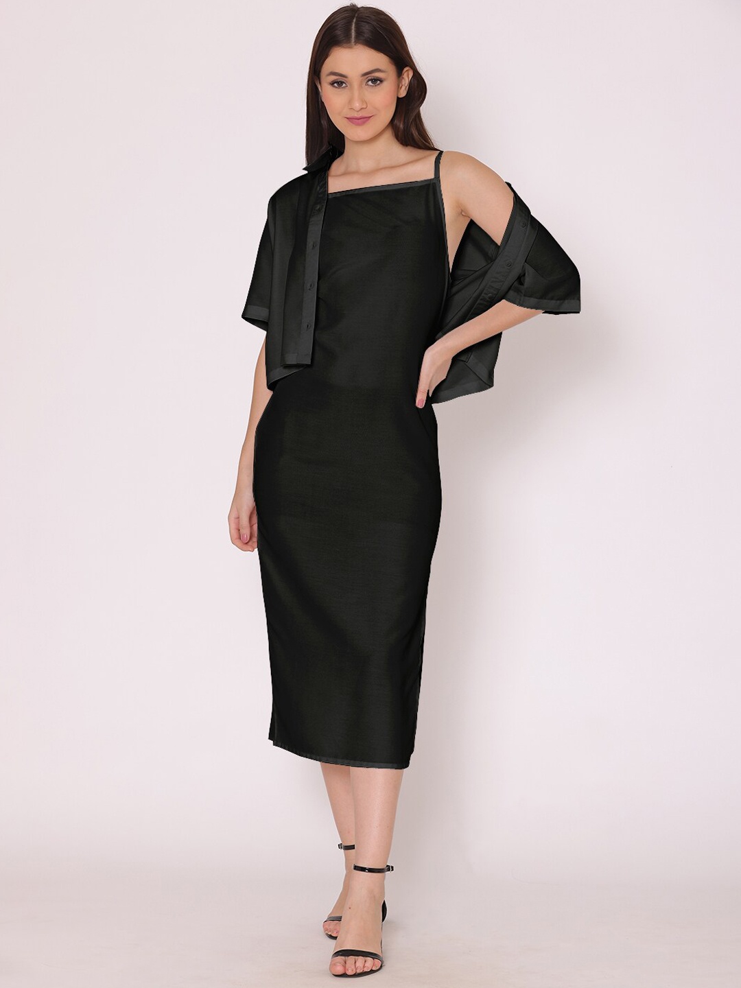 

DressBerry Women Black Solid Dress With Shirt